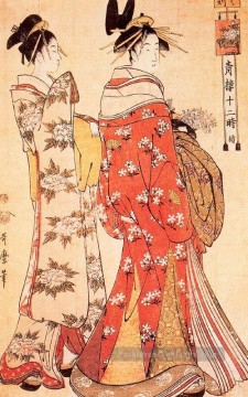 illustration des douze heures des maisons vertes c 1795 Kitagawa Utamaro ukiyo e Bijin GA Peinture à l'huile